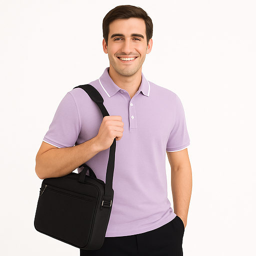 Formal T Shirt Men - Lavender T Shirt Men Polo - Tipping Collar Style