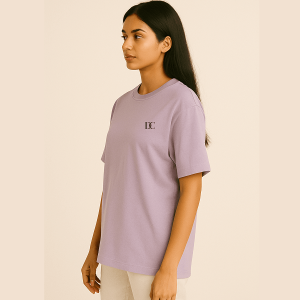 Lavender Cotton Oversized T Shirt Women | Loose Baggy Plain Tees