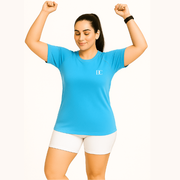 Sky Blue Raglan Sleeve Gym T Shirt for Women | Sports Tee