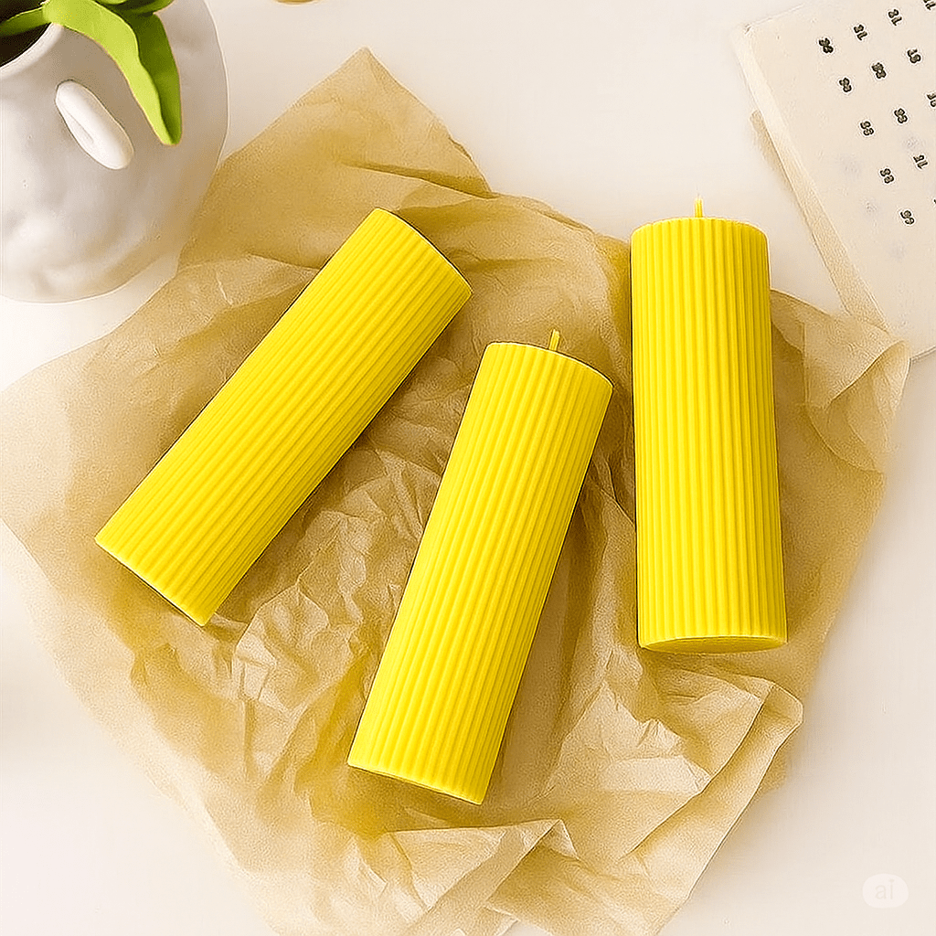 Luxury Spiral Pillar Scented Perfume Candle YELLOW