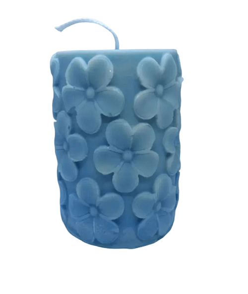 Derben Clove Floral Scented Pillar Candles for Party - BLUE