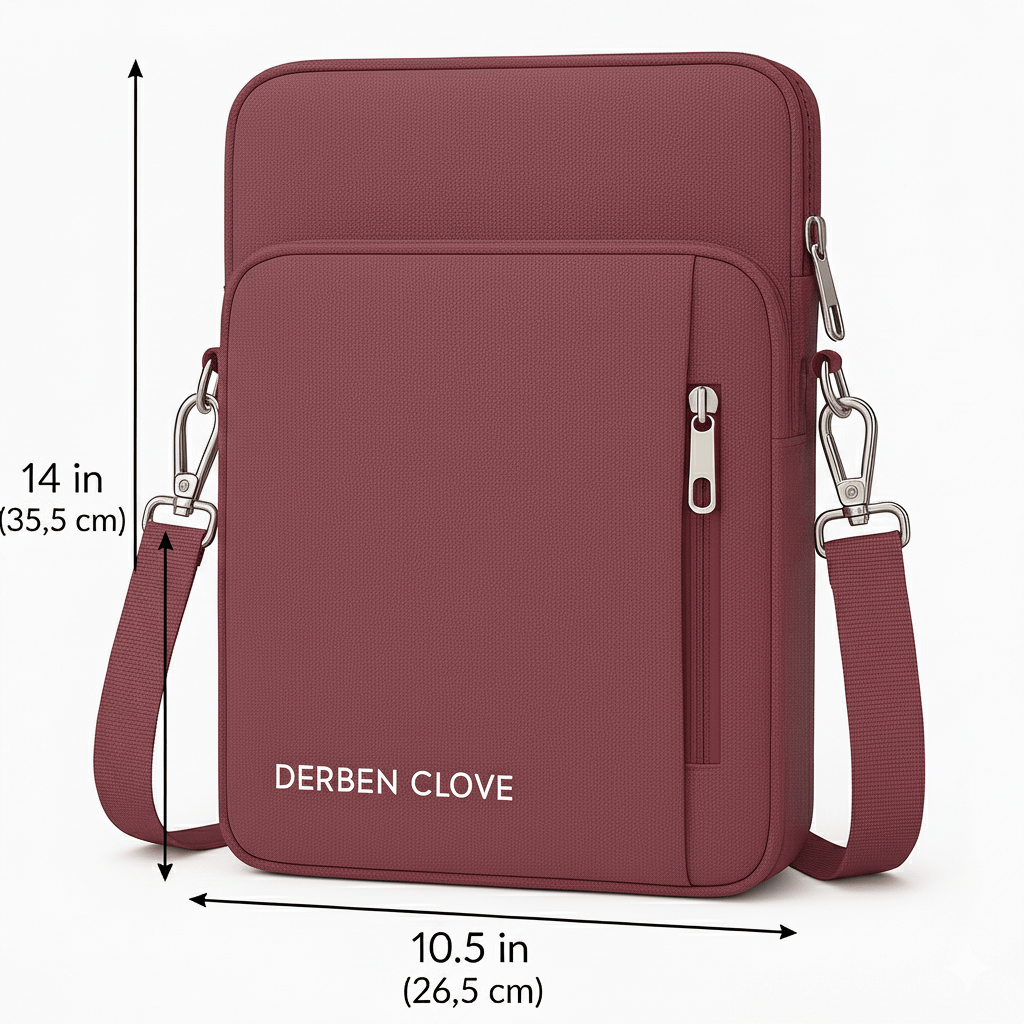 DC 15.6 Inch Sleeve Laptop Handbag with Shoulder Belt - Maroon