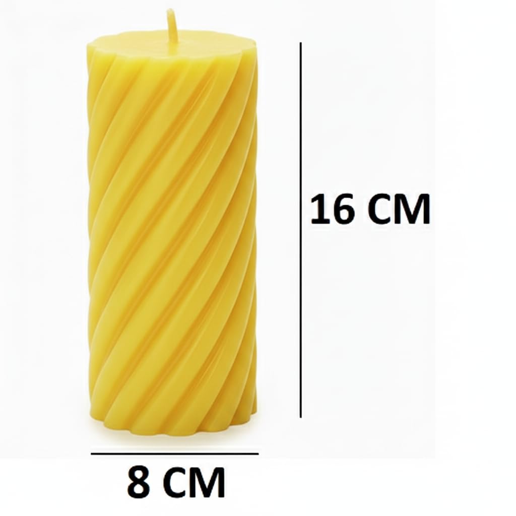 Big Spiral Pillar Scented Candle for Home and Party Yellow