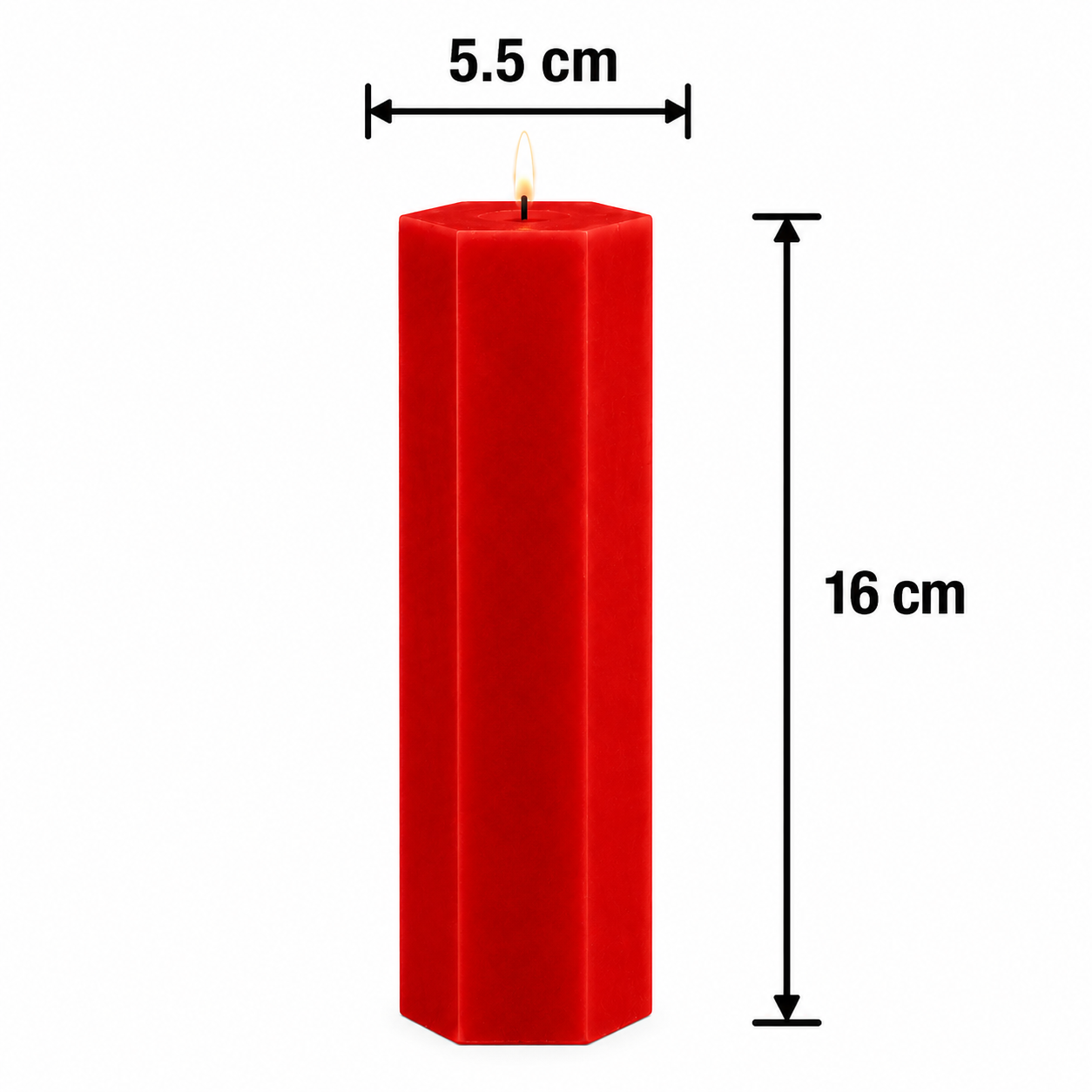 Large Hexagonal Scented Pillar Candle Red