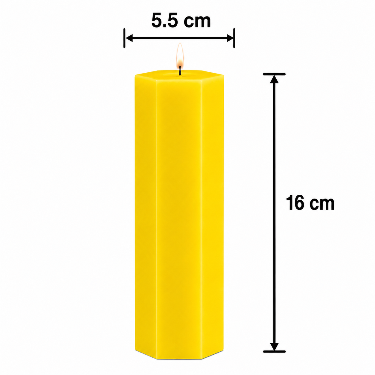 Large Hexagonal Scented Pillar Candle Yellow