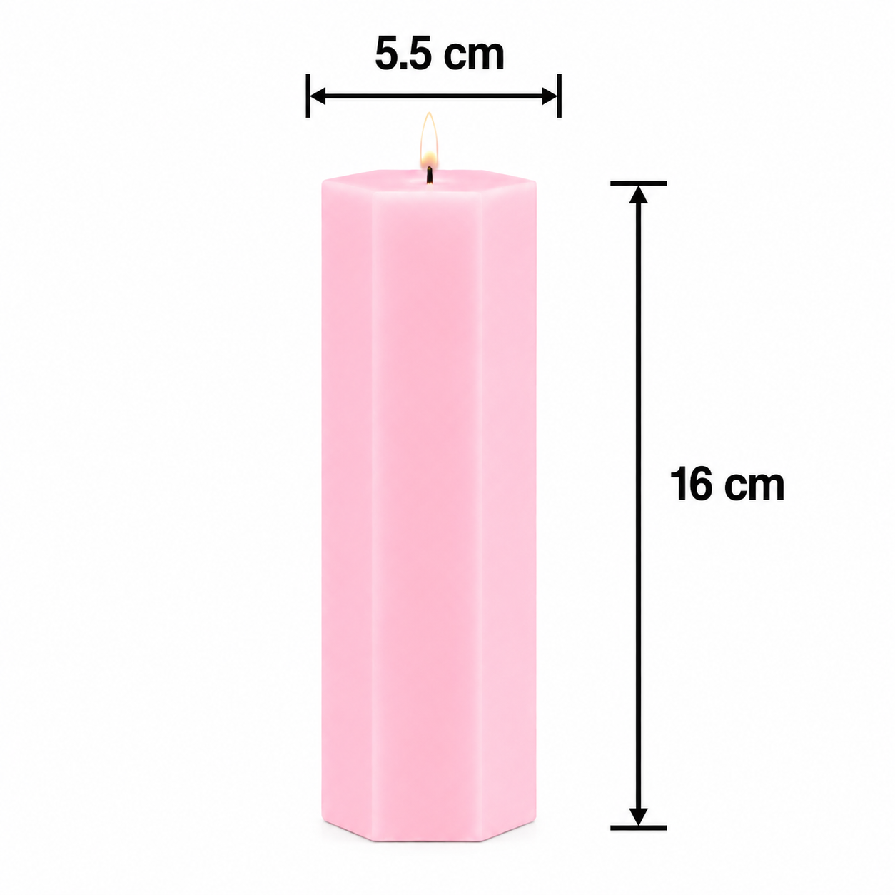 Large Hexagonal Scented Pillar Candle Pink