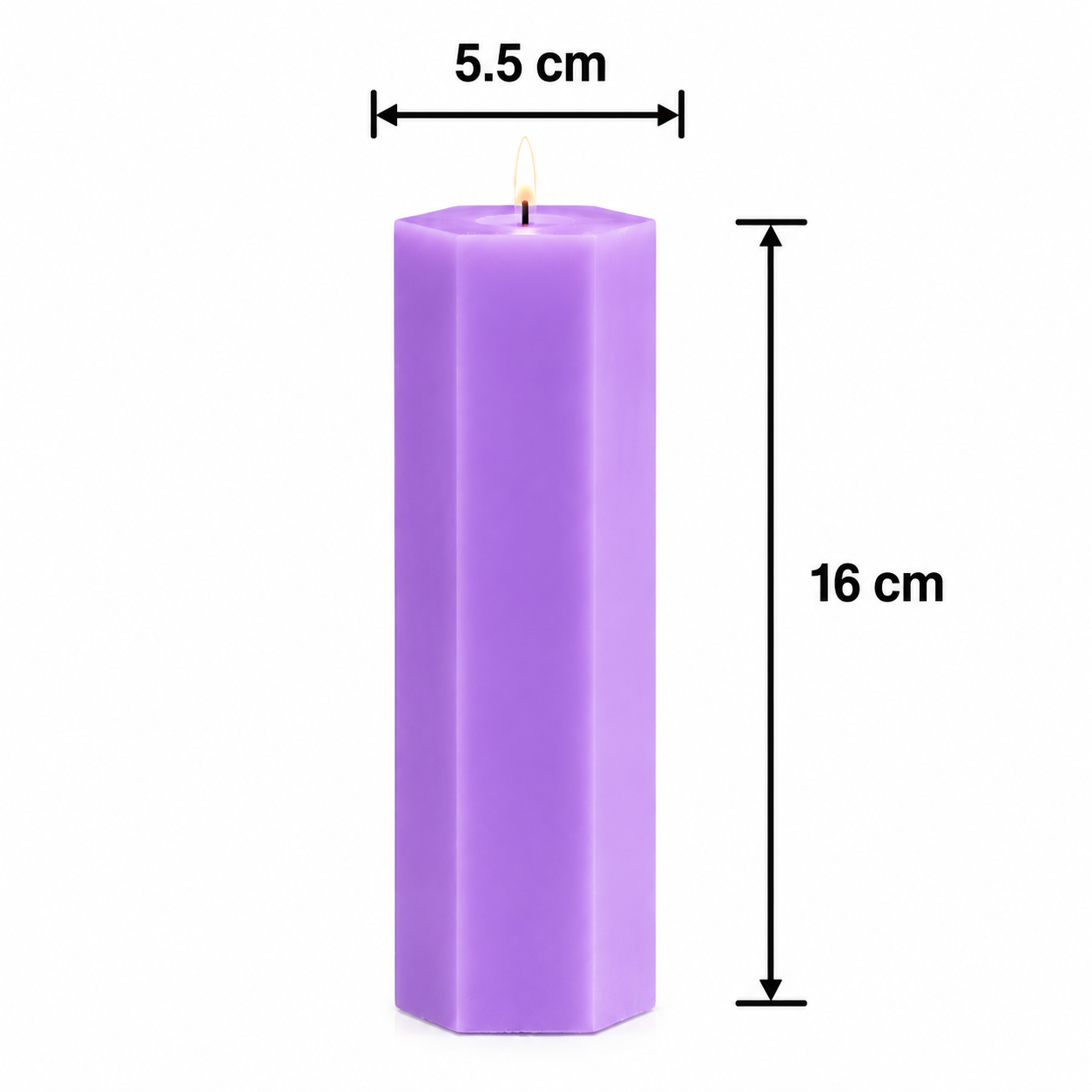 Large Hexagonal Scented Pillar Candle Purple