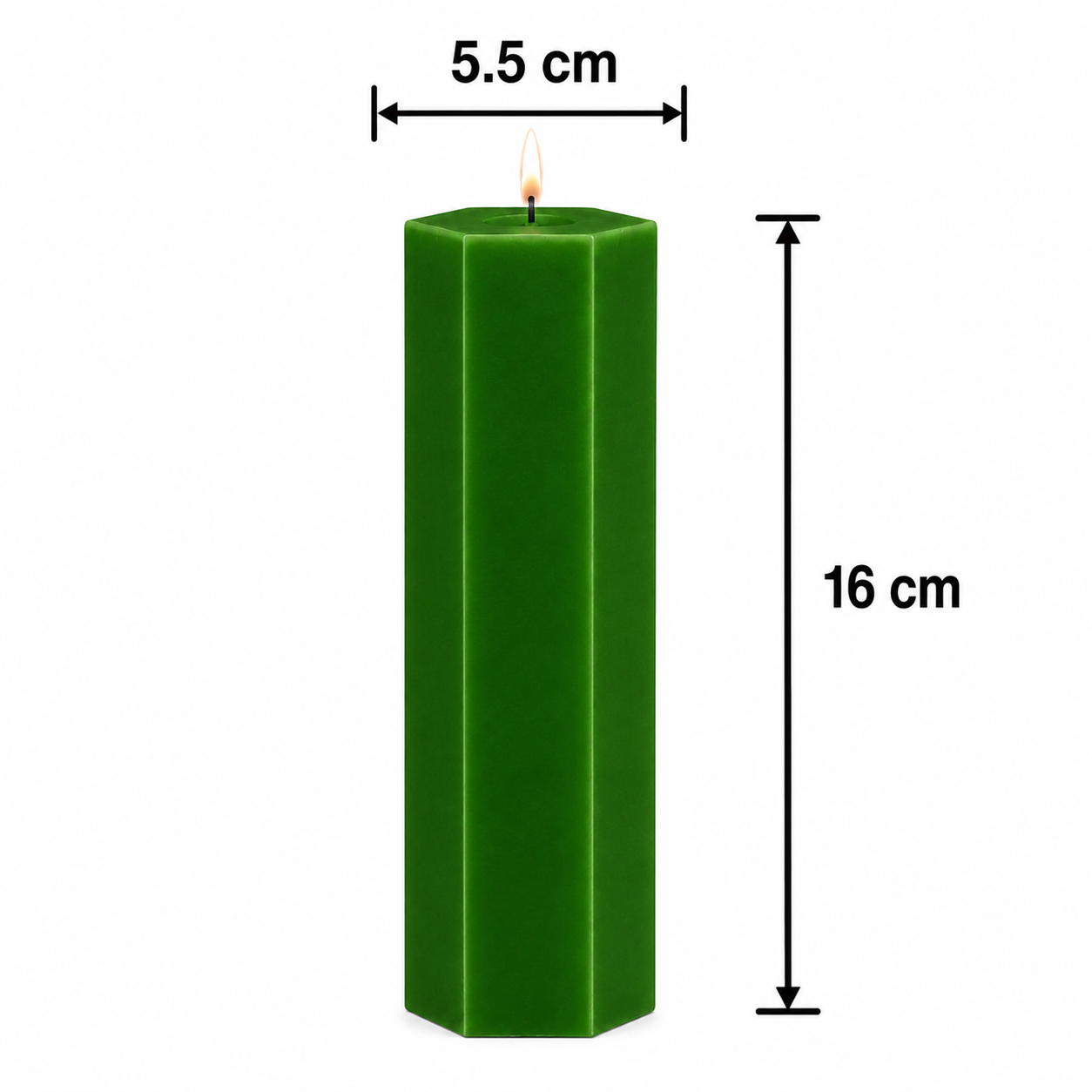 Large Hexagonal Scented Pillar Candle Green