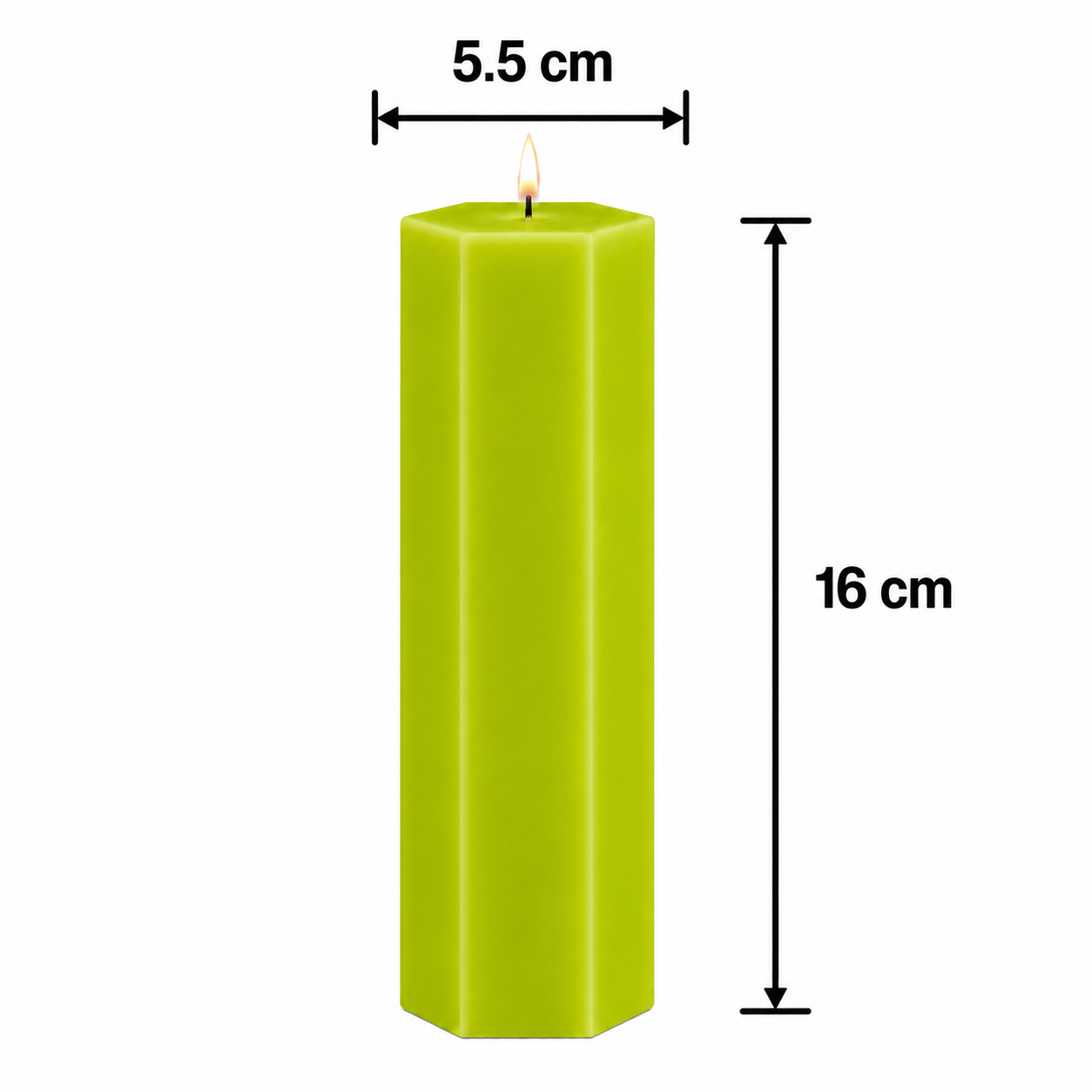 Large Hexagonal Scented Pillar Candle Light Green