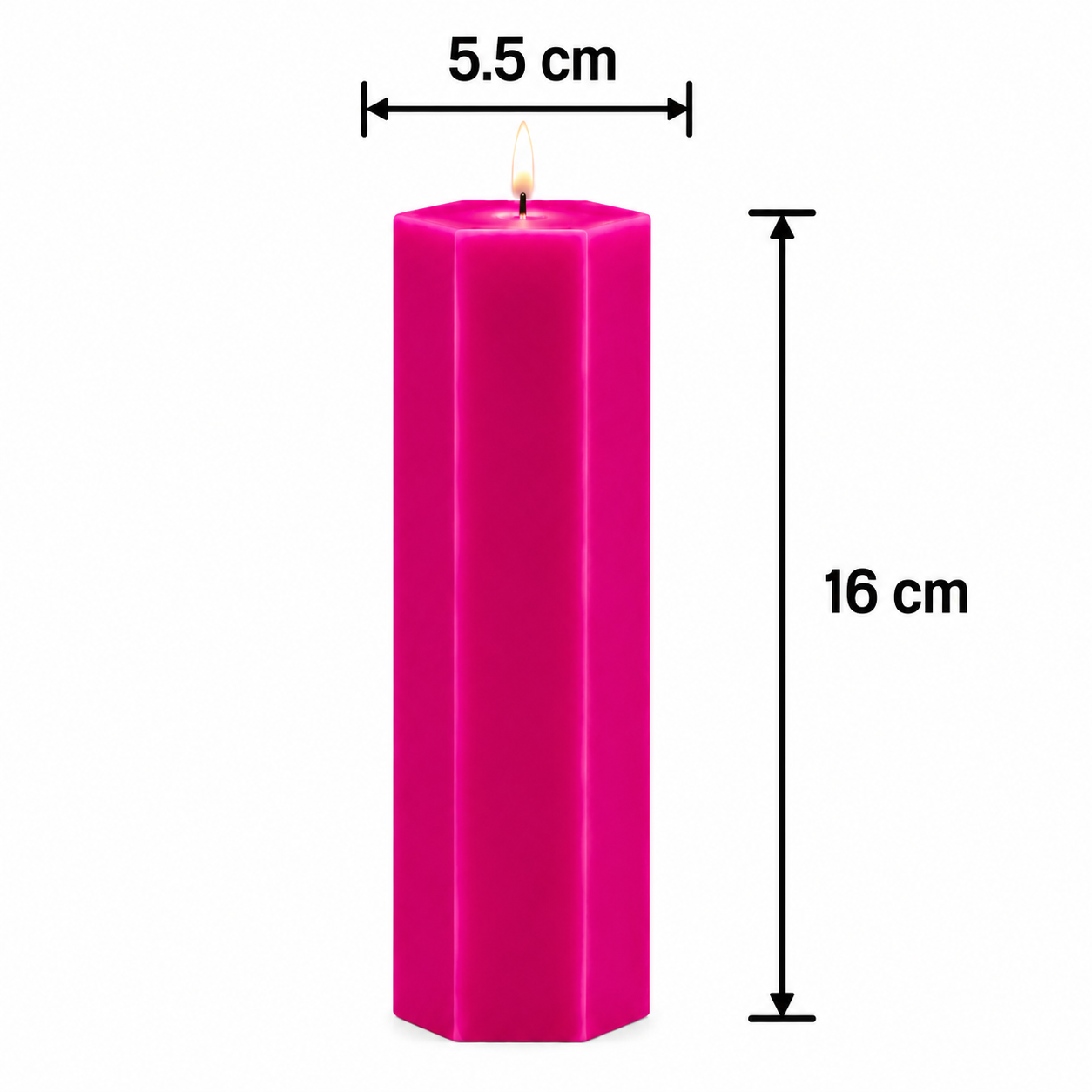 Large Hexagonal Scented Pillar Candle Magenta