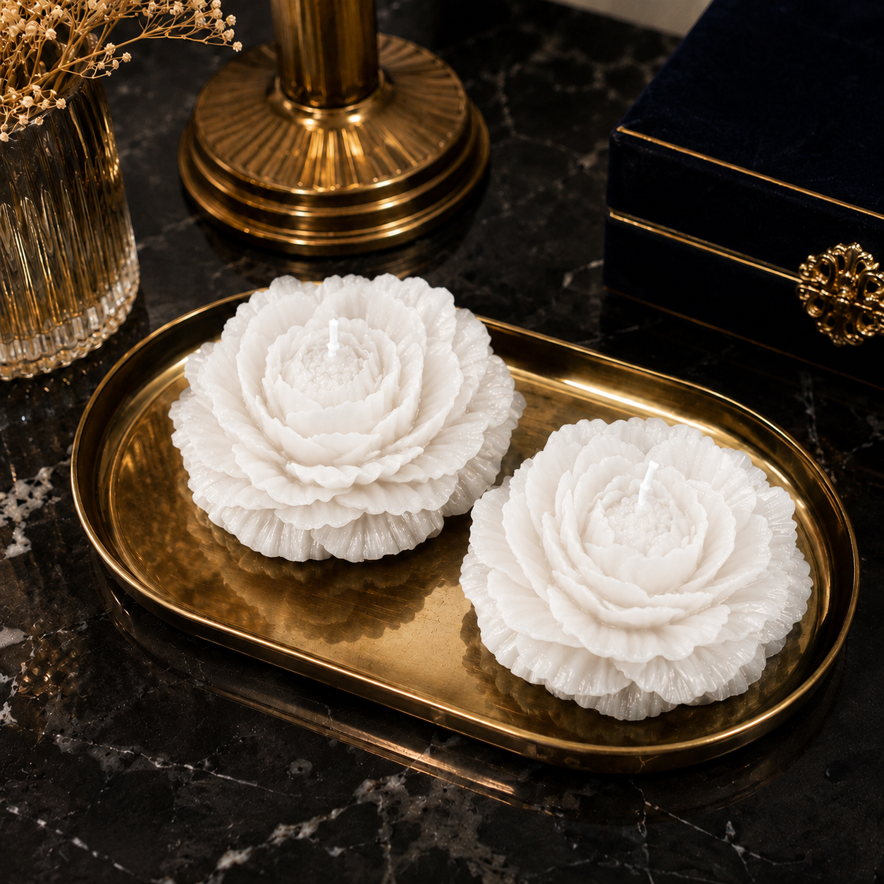 Premium White Flower Soy Wax Decorative Candle