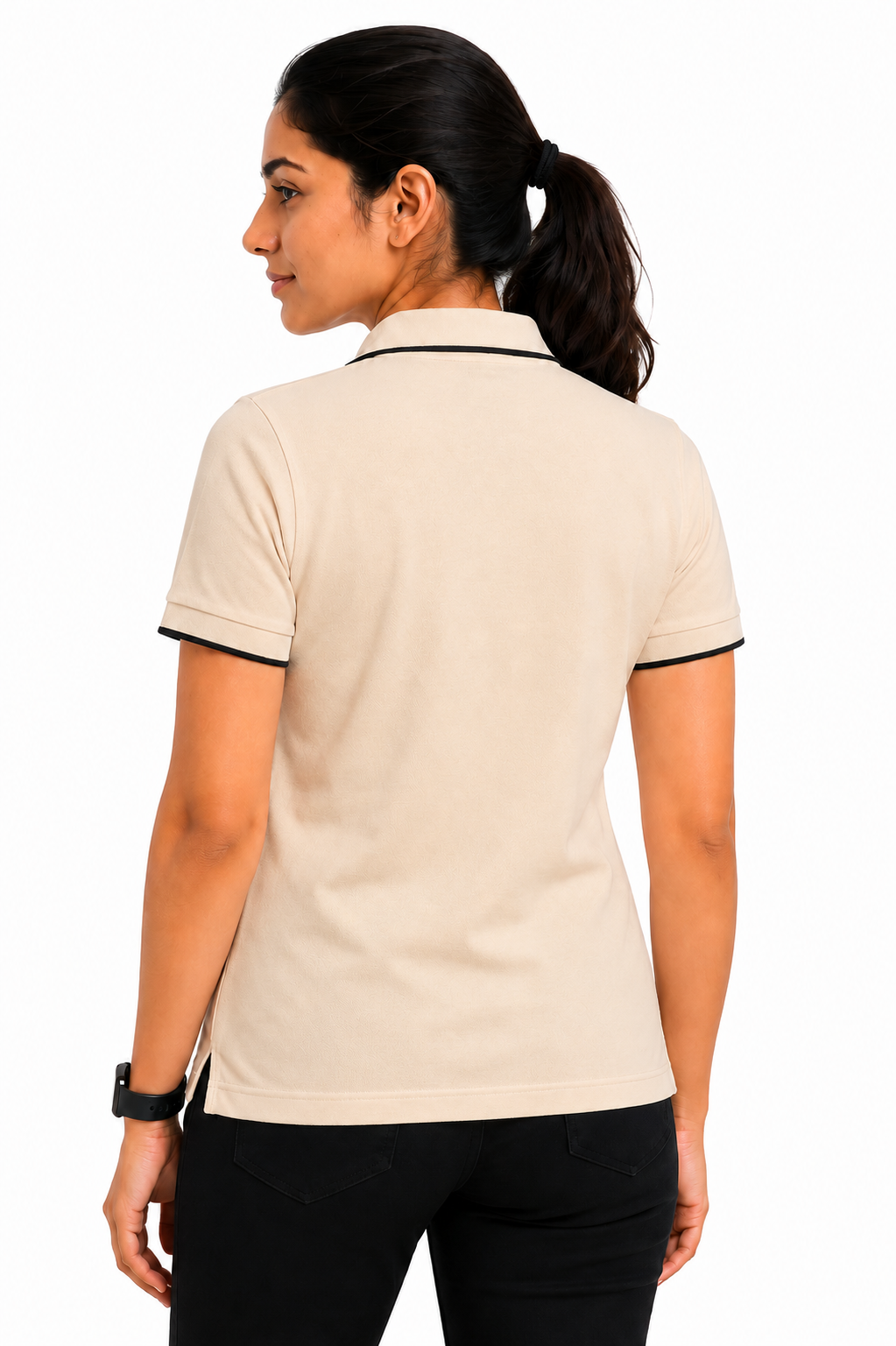 Beige Polo Formal T Shirt for Women | Office Wear T Shirt for Ladies