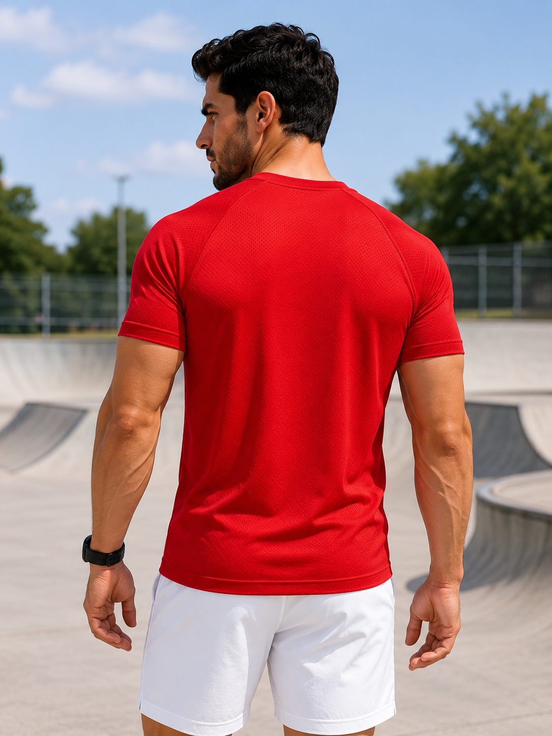 Red Sport T Shirt Mens | Gym, Running, Football Tee