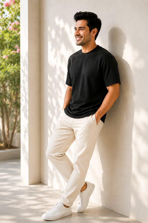 Mens Black Plain Oversized T Shirt – Loose Fit Oversized T Shirt Men