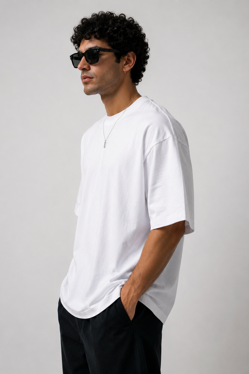 Oversized T Shirt Men WHITE | Plain Over Sized T Shirt for Men Cotton