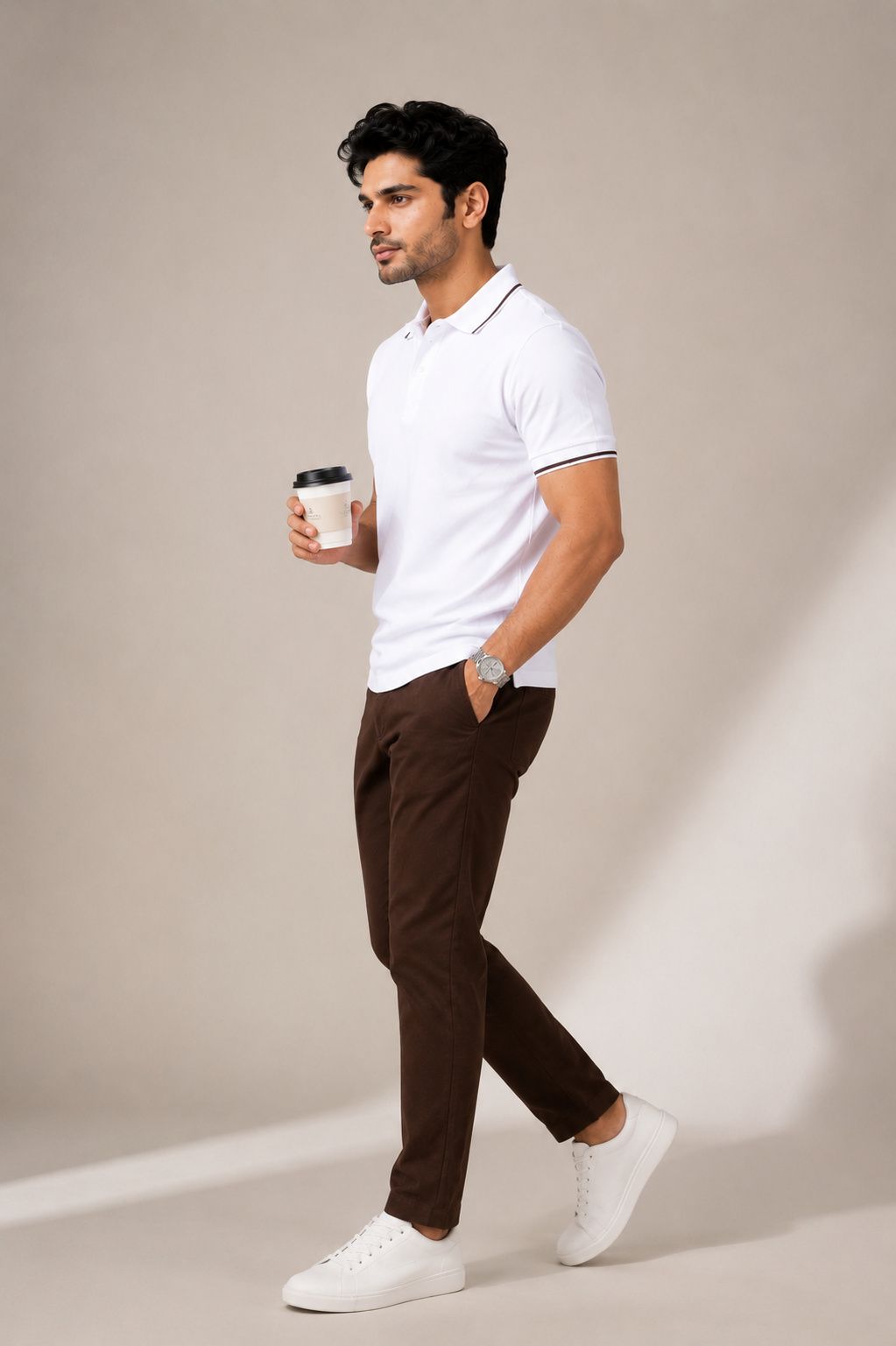 Derben Clove Pure Cotton Formal Polo T shirt for Men - White