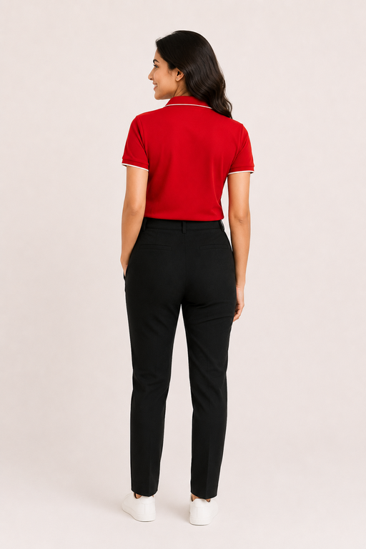 Polo Neck Tshirt Bold Red Collar Women Formal Wear