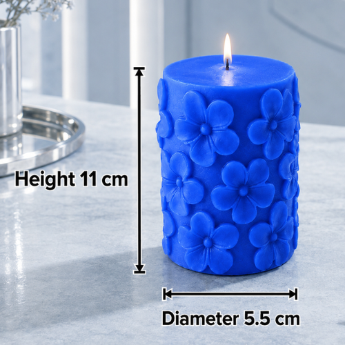 Derben Clove Floral Scented Pillar Candles for Party - ROYAL BLUE