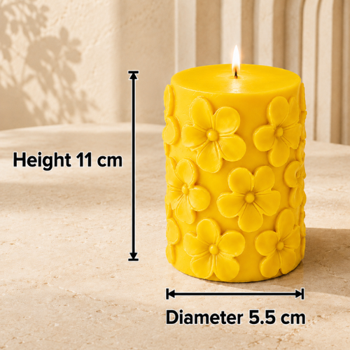 Derben Clove Floral Scented Pillar Candles for Party - YELLOW