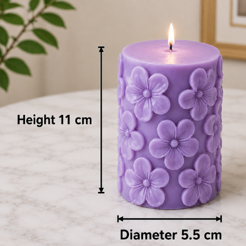 Derben Clove Floral Scented Pillar Candles for Party - PURPLE