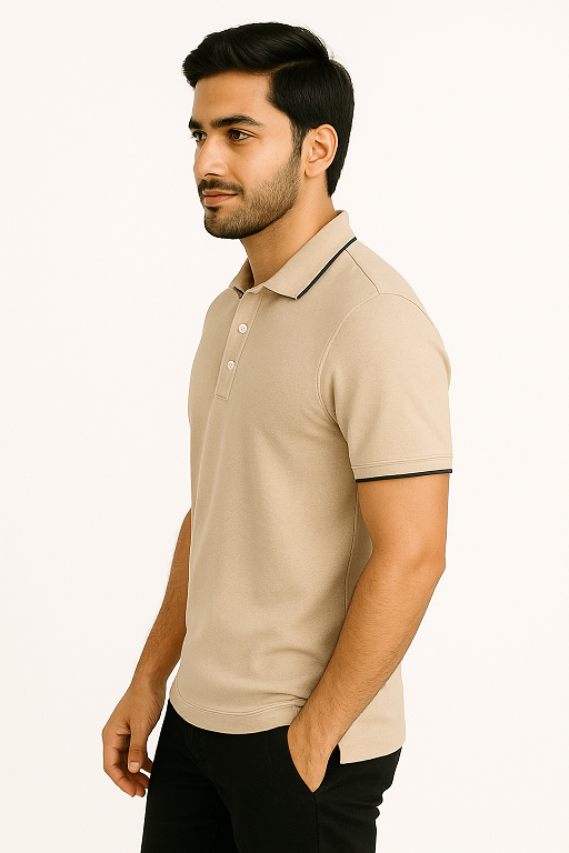 Neck Polo T Shirt – Classic Beige Collar T Shirt Formal Wear