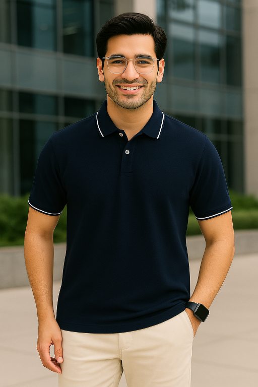 Collar T Shirt Formal Navy Blue - Elegant Office Formal T Shirt Men