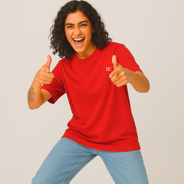 Red Oversized Tees for Women | Loose Baggy Cotton Gym T Shirt