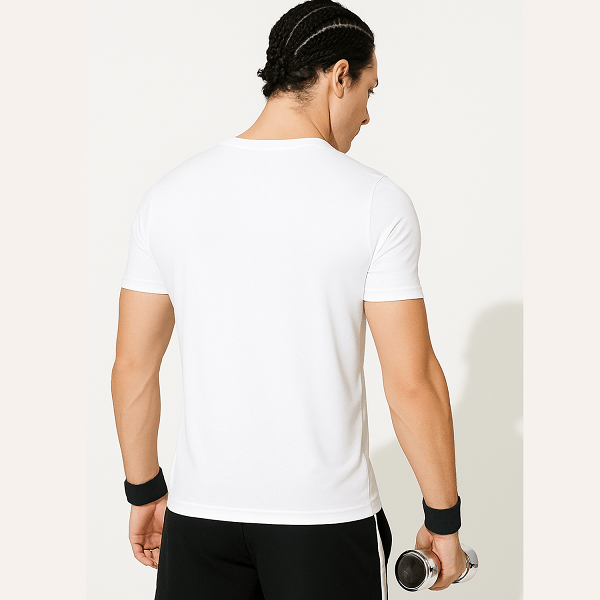 Men's White Sports T-Shirt – Gym, Running, Football, Workout Tee