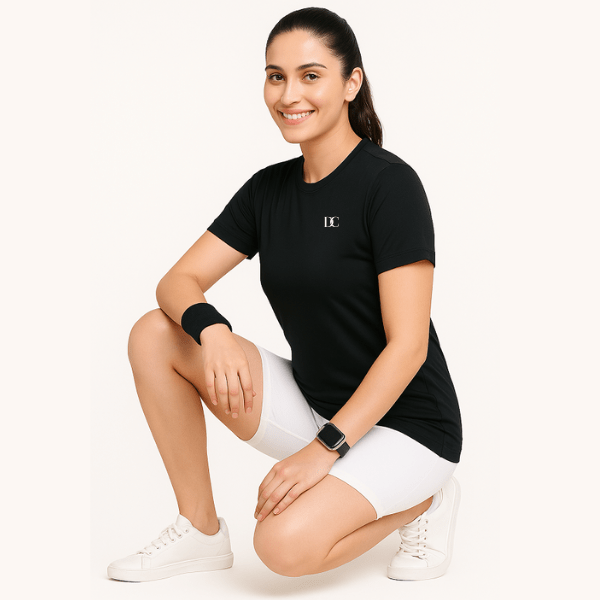 Black Gym T-Shirts for Women | Sports Tee and Workout Top