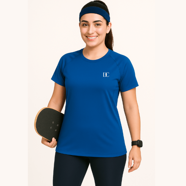 Women's Royal Blue Gym T Shirt | Raglan Sports Tee Shirt