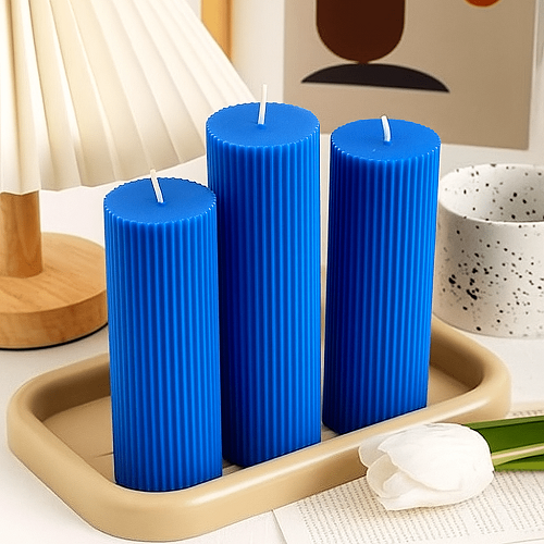 Luxury Spiral Pillar Scented Perfume Candle BLUE