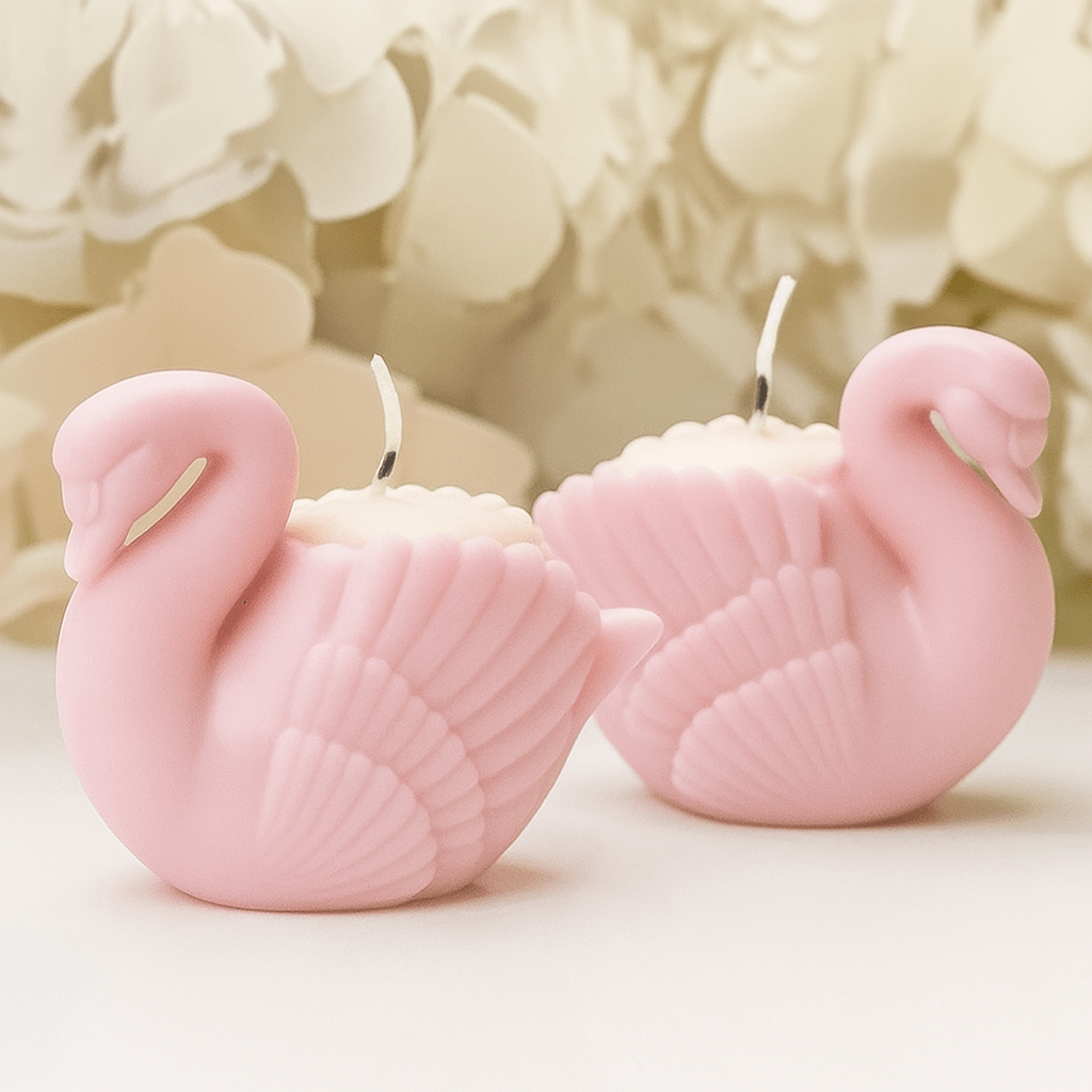 Scented Pink Swan Fancy Candle Designer SoyWax Candle Aroma Gift Set