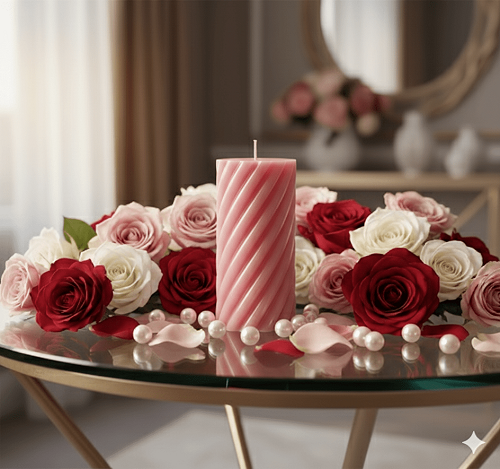 Big Spiral Pillar Scented Candle for Home and Party Pink