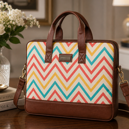 Eco Friendly Laptop Messenger Office Bag for Men and Women - Zigzag Print