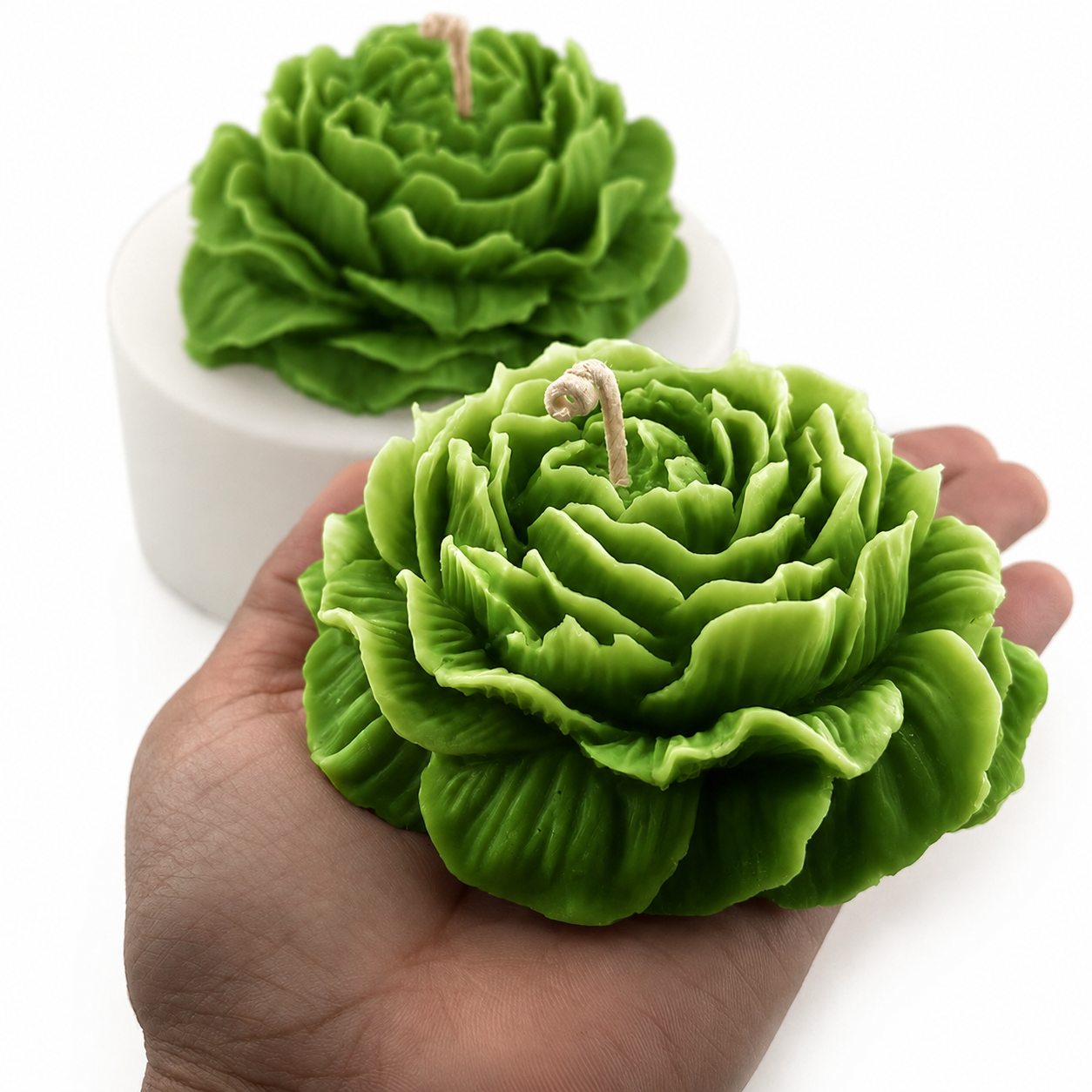 Premium Green Flower Soy Wax Decorative Candle