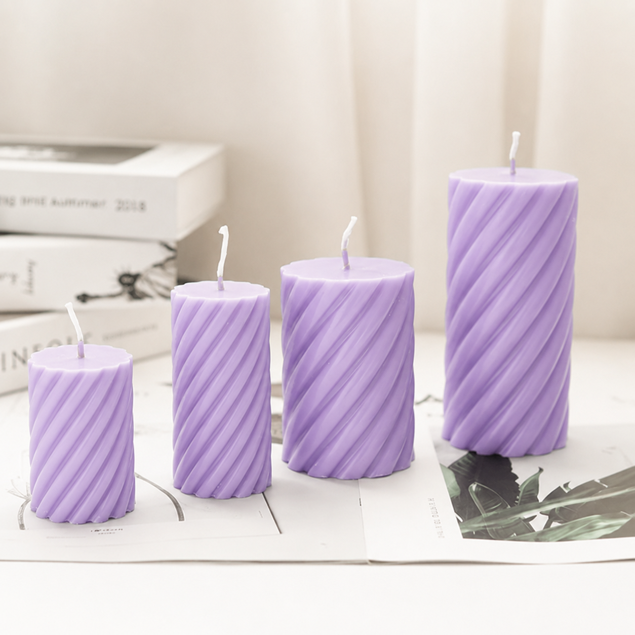 Big Spiral Pillar Scented Candle for Home and Party Purple