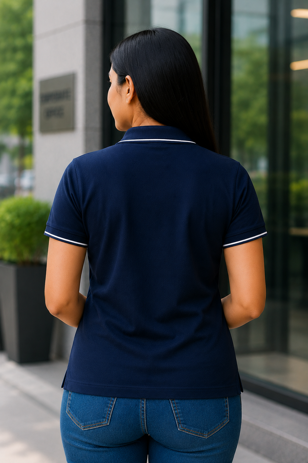 Regular fit formal polo t shirt for women with collar for office wear