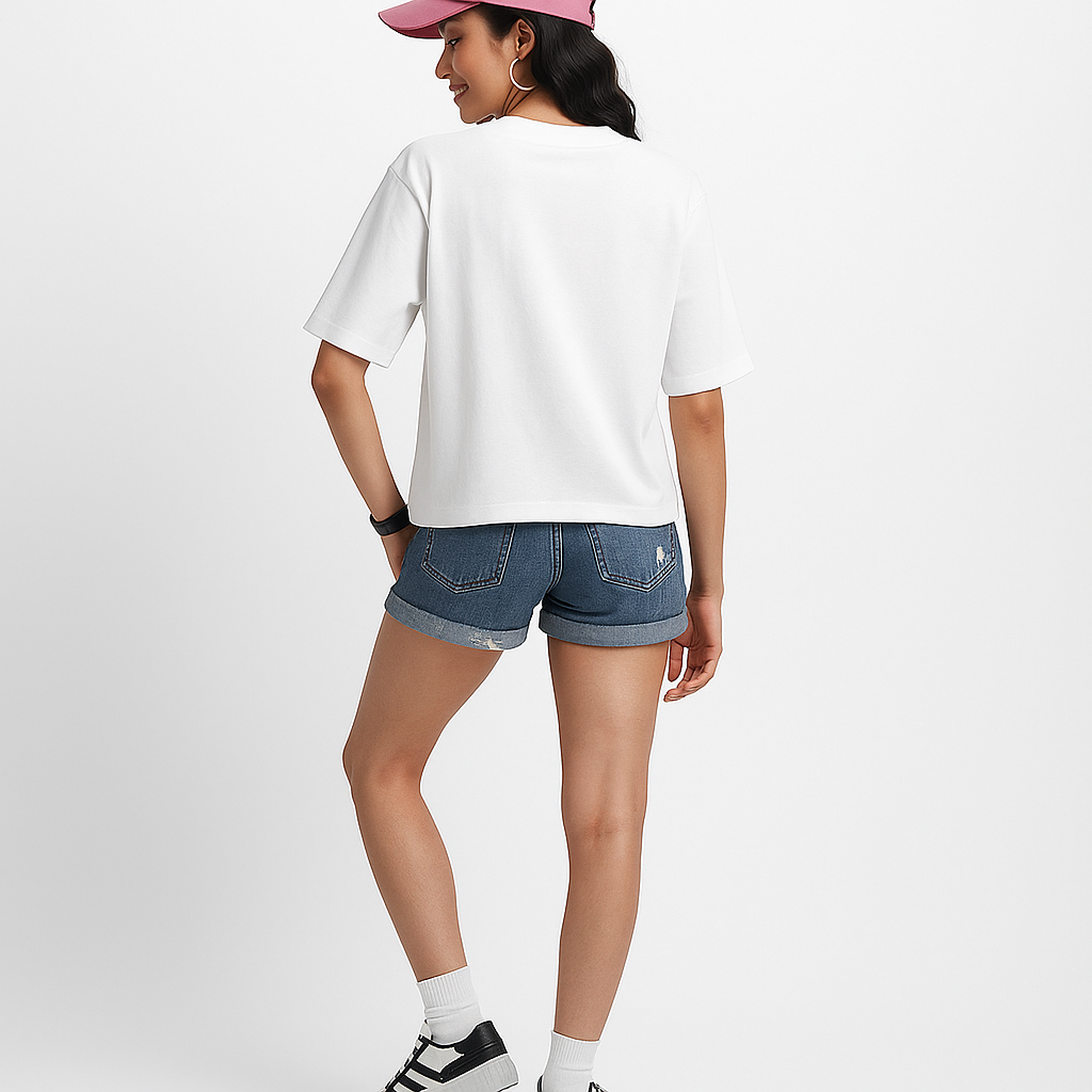 Oversized T Shirt Women Loose Baggy Cotton Tees white