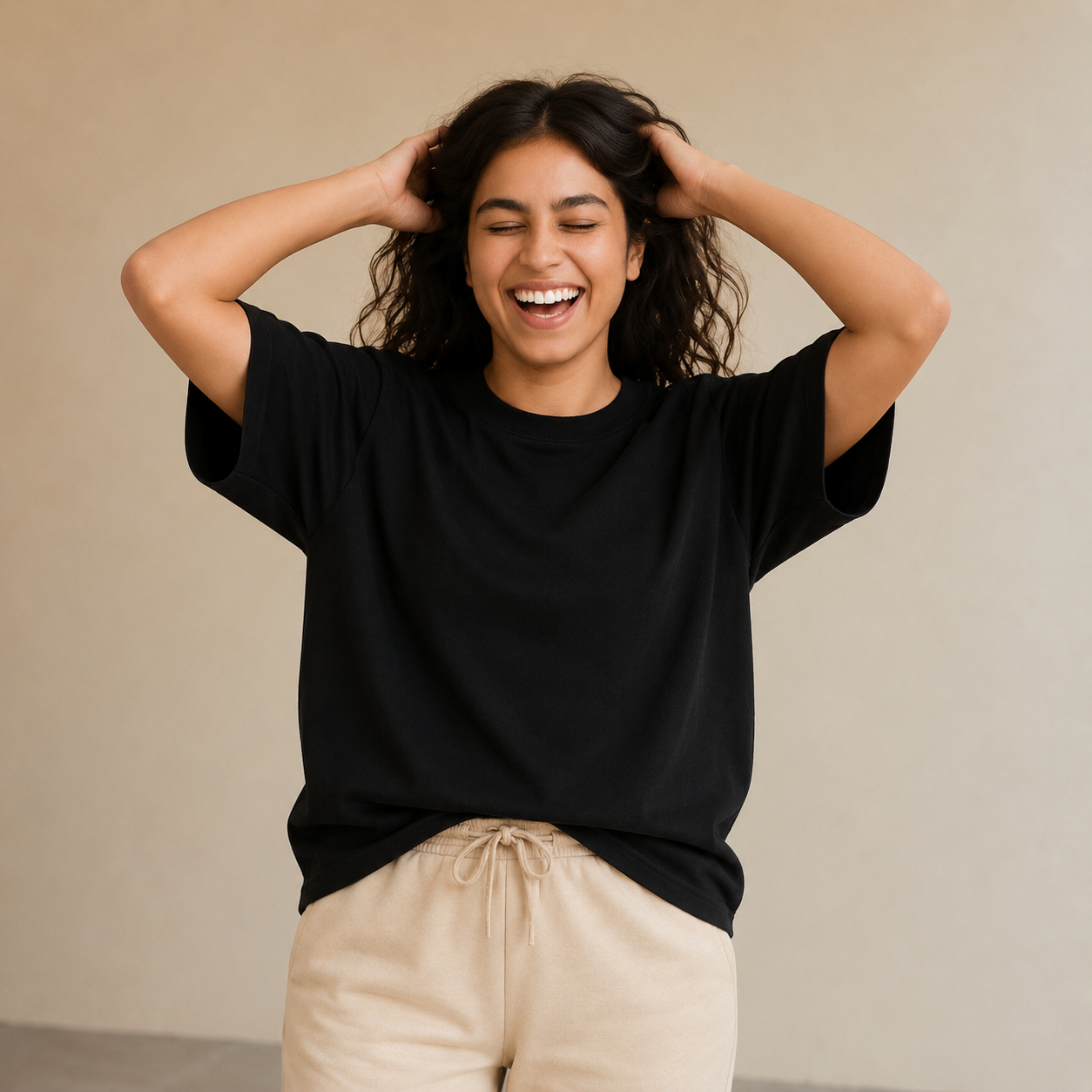 Black Cotton Oversized T Shirt Women | Baggy Tees for Gym and Casual