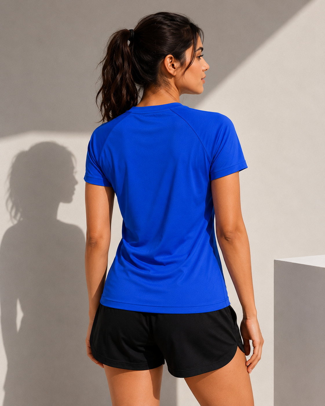 Women's Royal Blue Gym T Shirt | Raglan Sports Tee Shirt
