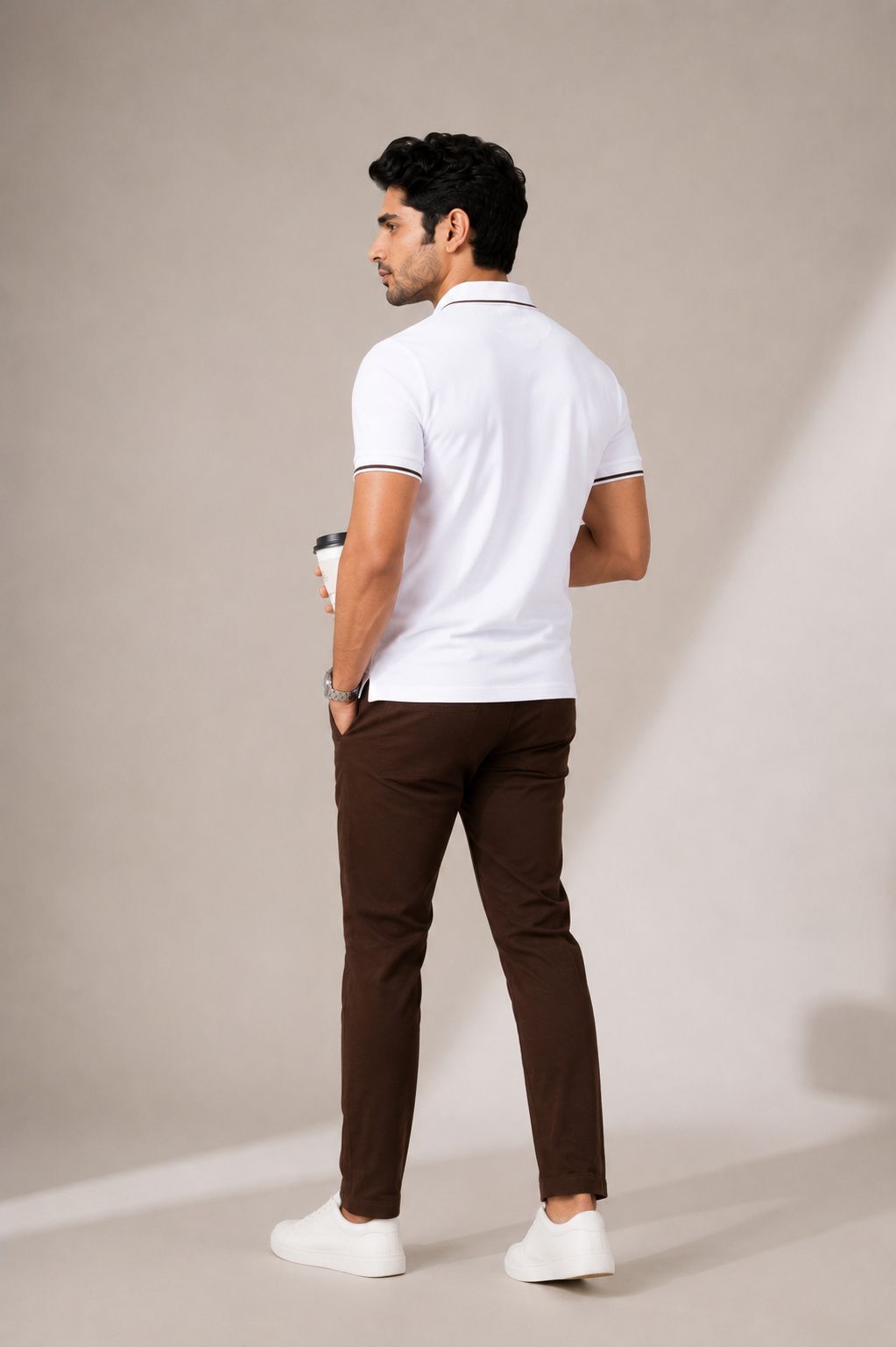 Derben Clove Pure Cotton Formal Polo T shirt for Men - White