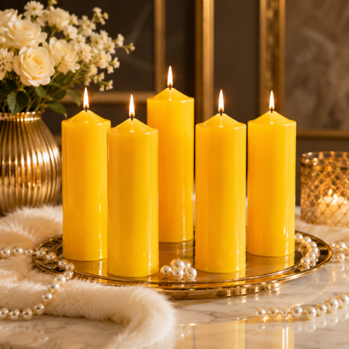 Scented Simple Pure Soywax Pillar Candle - YELLOW