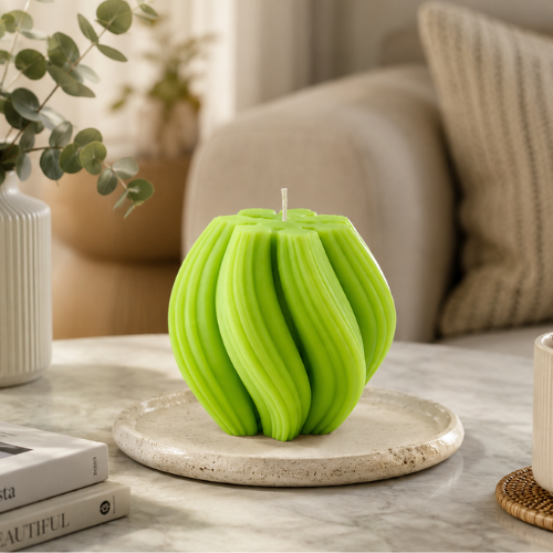 Luxury Green Sculptural Decorative Soy Wax Candle