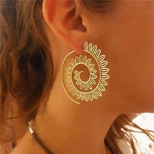 Designer Unique Geometric Alloy Hoop Earring for Girl and Women Golden