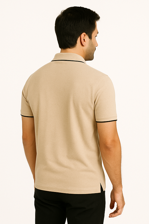 Neck Polo T Shirt – Classic Beige Collar T Shirt Formal Wear