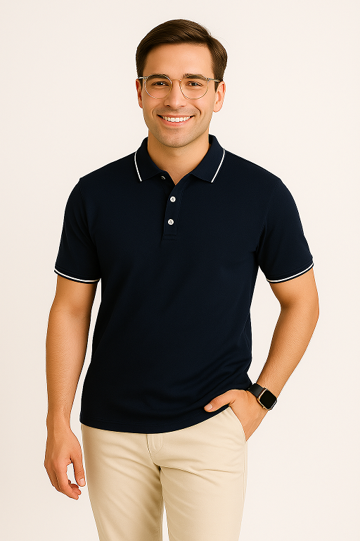 Collar T Shirt Formal Navy Blue - Elegant Office Formal T Shirt Men