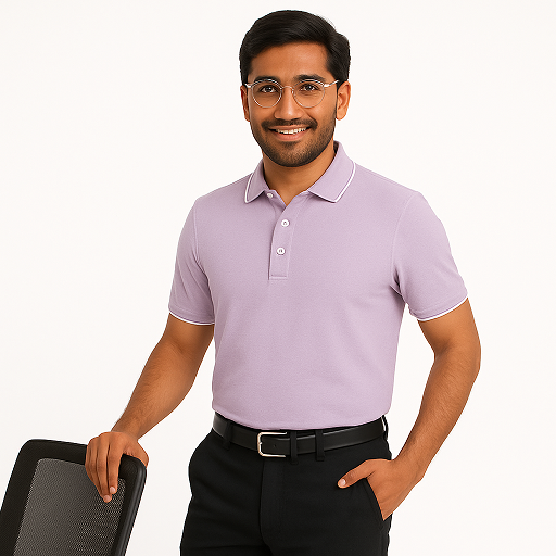 Formal T Shirt Men - Lavender T Shirt Men Polo - Tipping Collar Style