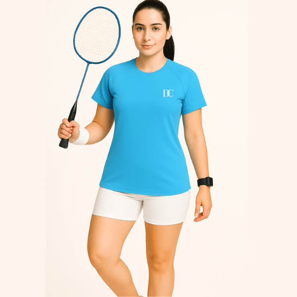 Sky Blue Raglan Sleeve Gym T Shirt for Women | Sports Tee