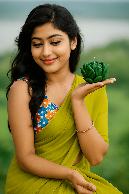 Soy Wax Rose Scented Candle Designer Aroma Fragrance Candle - GREEN