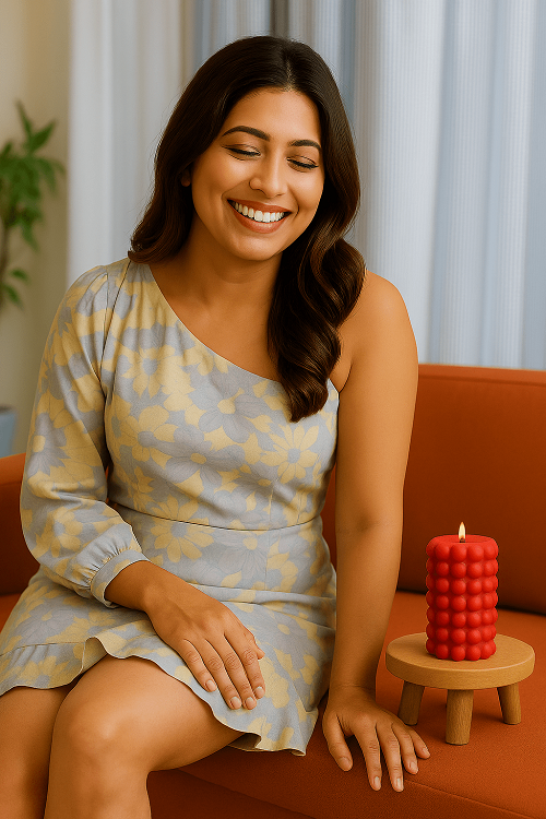 Luxury Red Bubble Pillar Candle Scented Long Fancy Pillar Candles